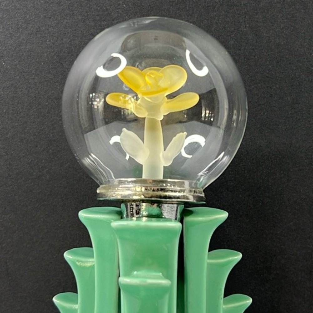 Handblown Crystal Glass Yellow Flower‎ & Rosewood Wine Bottle Stopper
